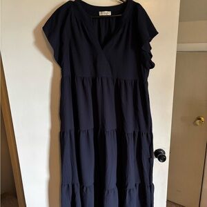 Harper Rose Blue Maxi Dress with V-Neck and Flutter Sleeves